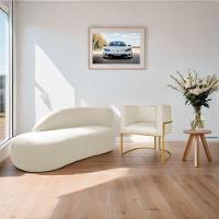 Kit Divã Luna 140cm Lado Esquerdo E 01 Poltrona Base De Ferro Dourado Linho Cor Bege - 7