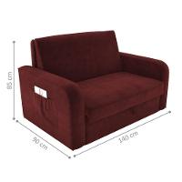 Sofá Cama Com Baú 2 Lugares Raheny Veludo Vinho - 4