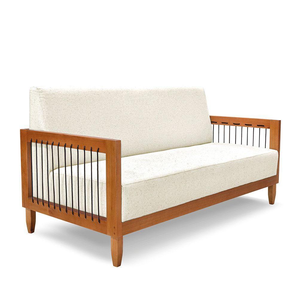 Sofá 2 Lugares Base De Madeira Mariana 160 Cm Linho S04 - D'rossi Cor Natural - 2