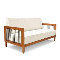 Sofá 2 Lugares Base De Madeira Mariana 160 Cm Linho S04 - D'rossi Cor Natural - 2