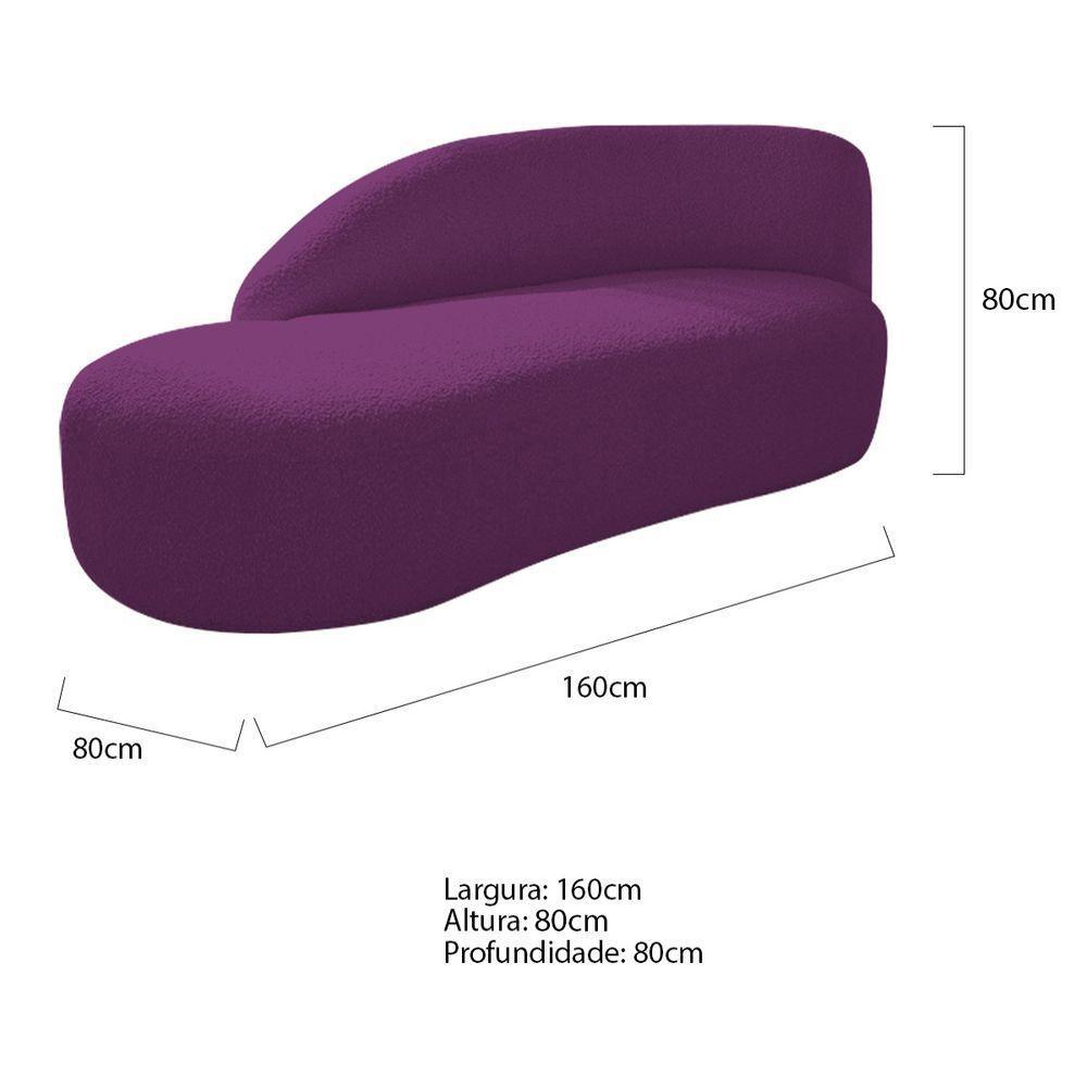 Divã Recamier Curvo Luna 160cm Lado Esquerdo Suede - Adj Decor Cor Roxo - 6
