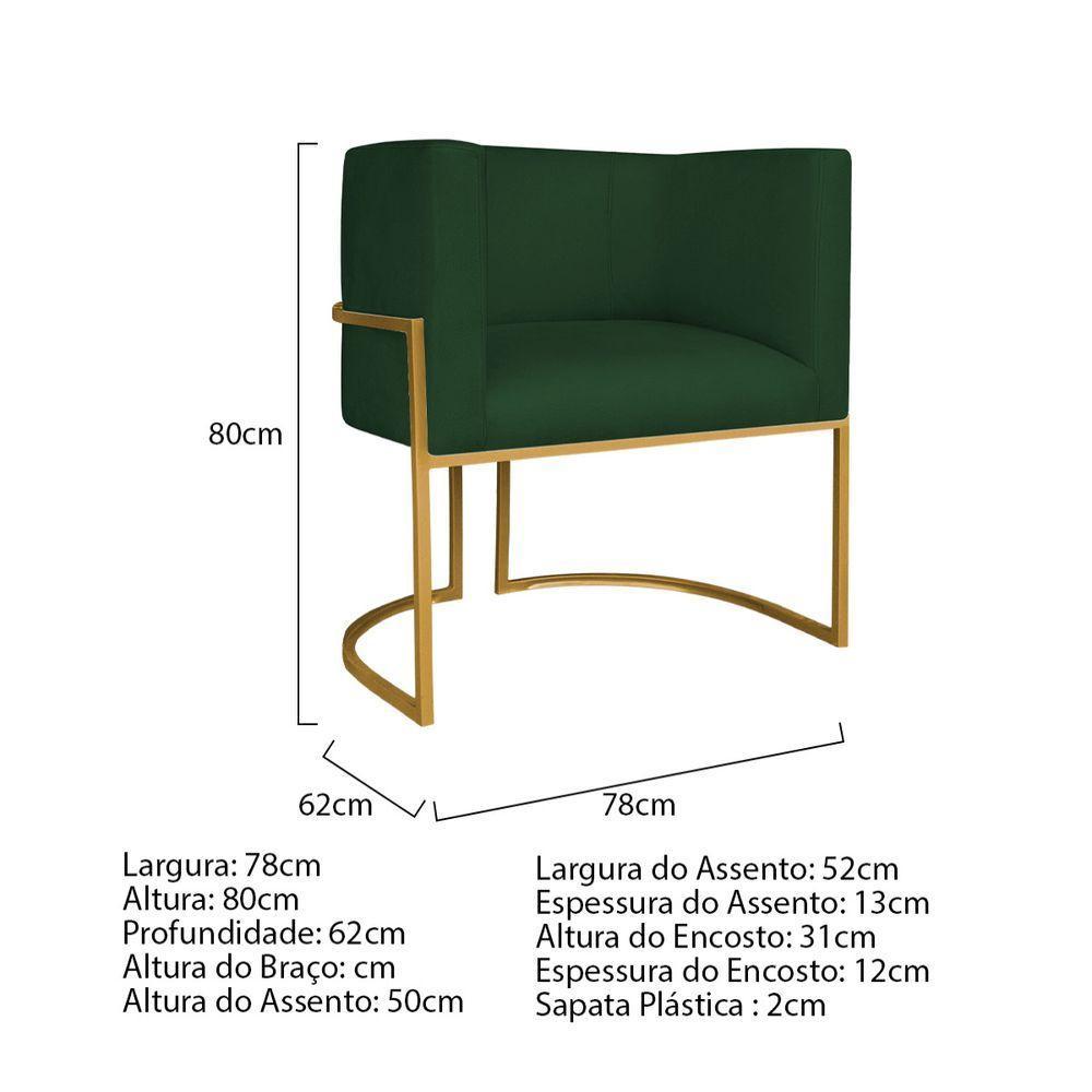 Kit Divã Luna 160cm Lado Esquerdo E 02 Poltronas Base De Ferro Dourado Suede Verde - 10