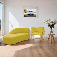 Kit Divã Luna 185cm Lado Esquerdo E 01 Poltrona Base De Ferro Dourado Suede Cor Amarelo - 8