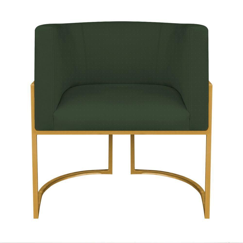 Kit Divã Luna 140cm Lado Direito E 01 Poltrona Base De Ferro Dourado Linho Cor Verde - 8