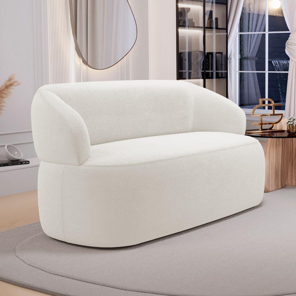 Sofá Orgânico 02 Lugares Living Glee 140cm Bouclê Off White - Desk Design - 5