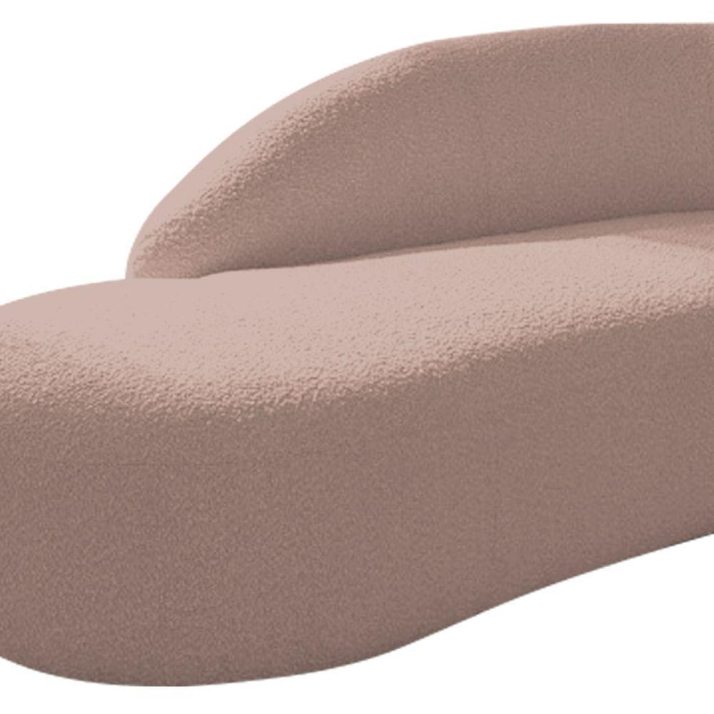Divã Recamier Curvo Luna 160cm Lado Esquerdo Linho - Adj Decor Cor Rosê - 2