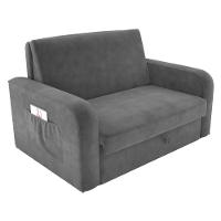 Sofá Cama Com Baú 2 Lugares Harry Veludo Cinza - 2