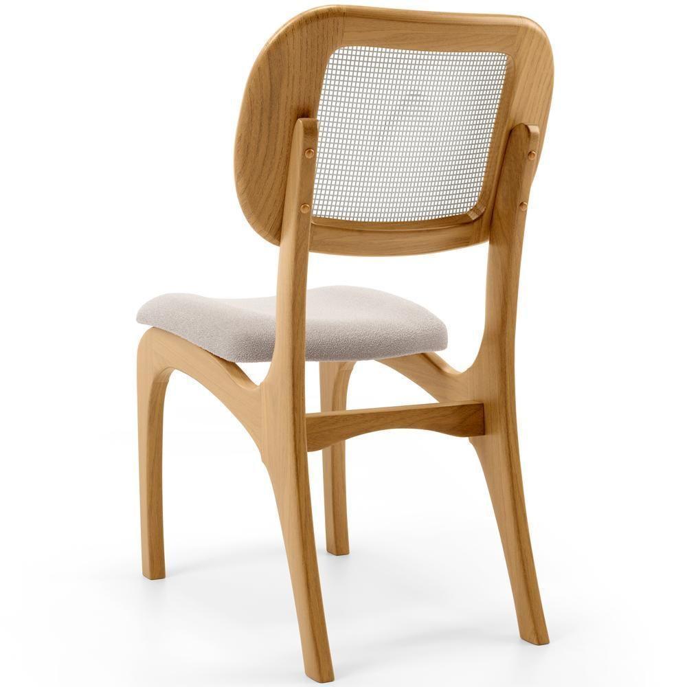 Kit 3 Cadeiras Para Sala De Jantar Estofada E Tela Mariah L02 Bouclê Creme - 4