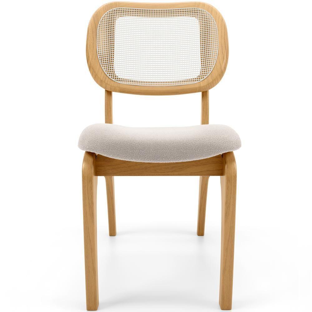 Kit 3 Cadeiras Para Sala De Jantar Estofada E Tela Mariah L02 Bouclê Creme - 5