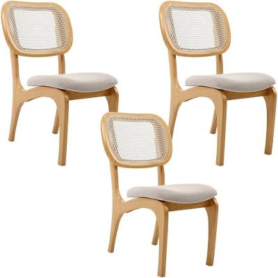 Kit 3 Cadeiras Para Sala De Jantar Estofada E Tela Mariah L02 Bouclê Creme