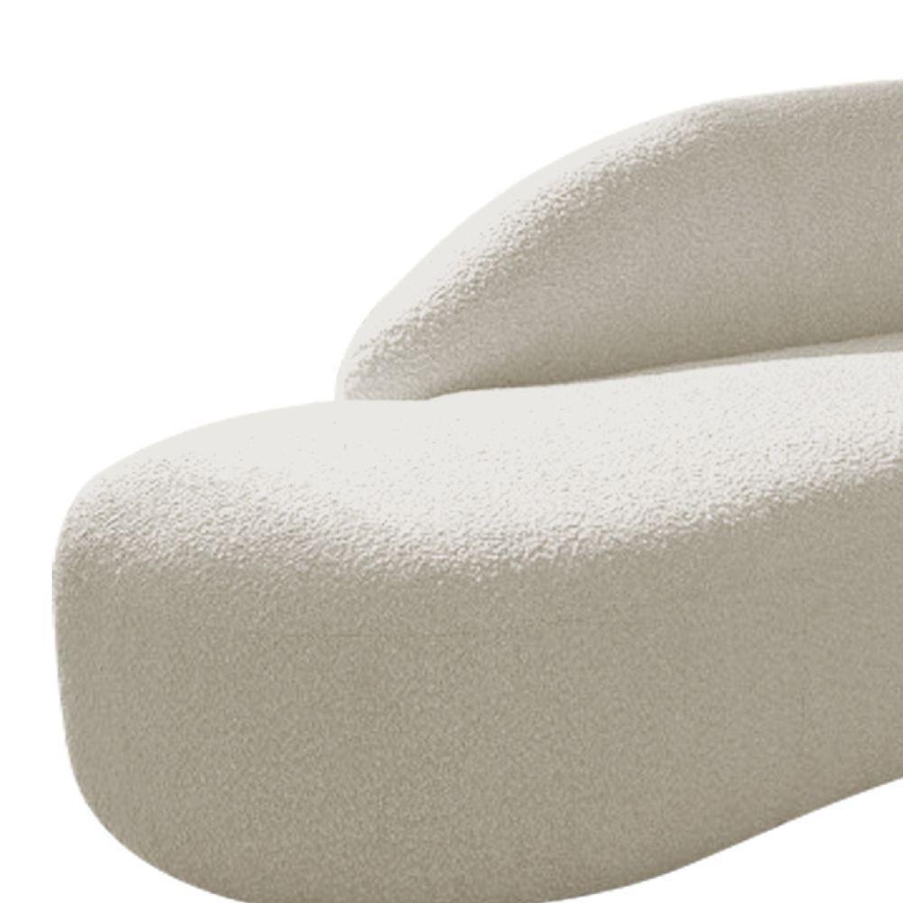 Divã Recamier Curvo Luna 140cm Lado Esquerdo Bouclé - Adj Decor Cor Branco - 5