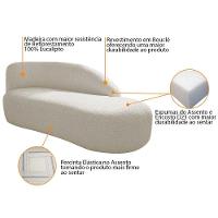 Divã Recamier Curvo Luna 140cm Lado Esquerdo Bouclé - Adj Decor Cor Branco - 10