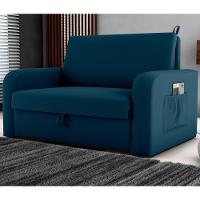 Sofá Cama Com Baú 2 Lugares Harry Veludo Maserati Azul - 1