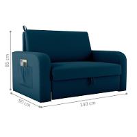 Sofá Cama Com Baú 2 Lugares Harry Veludo Maserati Azul - 5