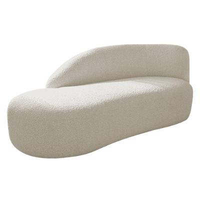 Divã Recamier Curvo Luna 160cm Lado Esquerdo Bouclé - Adj Decor Cor Branco