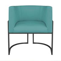 Kit Divã Luna 185cm Lado Direito E 02 Poltronas Base De Ferro Preto Suede Cor Azul Turquesa - 5