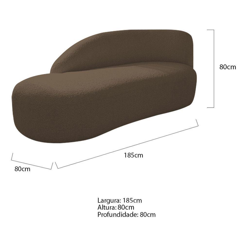 Divã Recamier Curvo Luna 185cm Lado Esquerdo Suede - Adj Decor Cor Marrom - 6