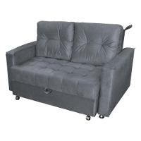 Sofá Cama 2 Lugares Duleek Veludo Chumbo - 2