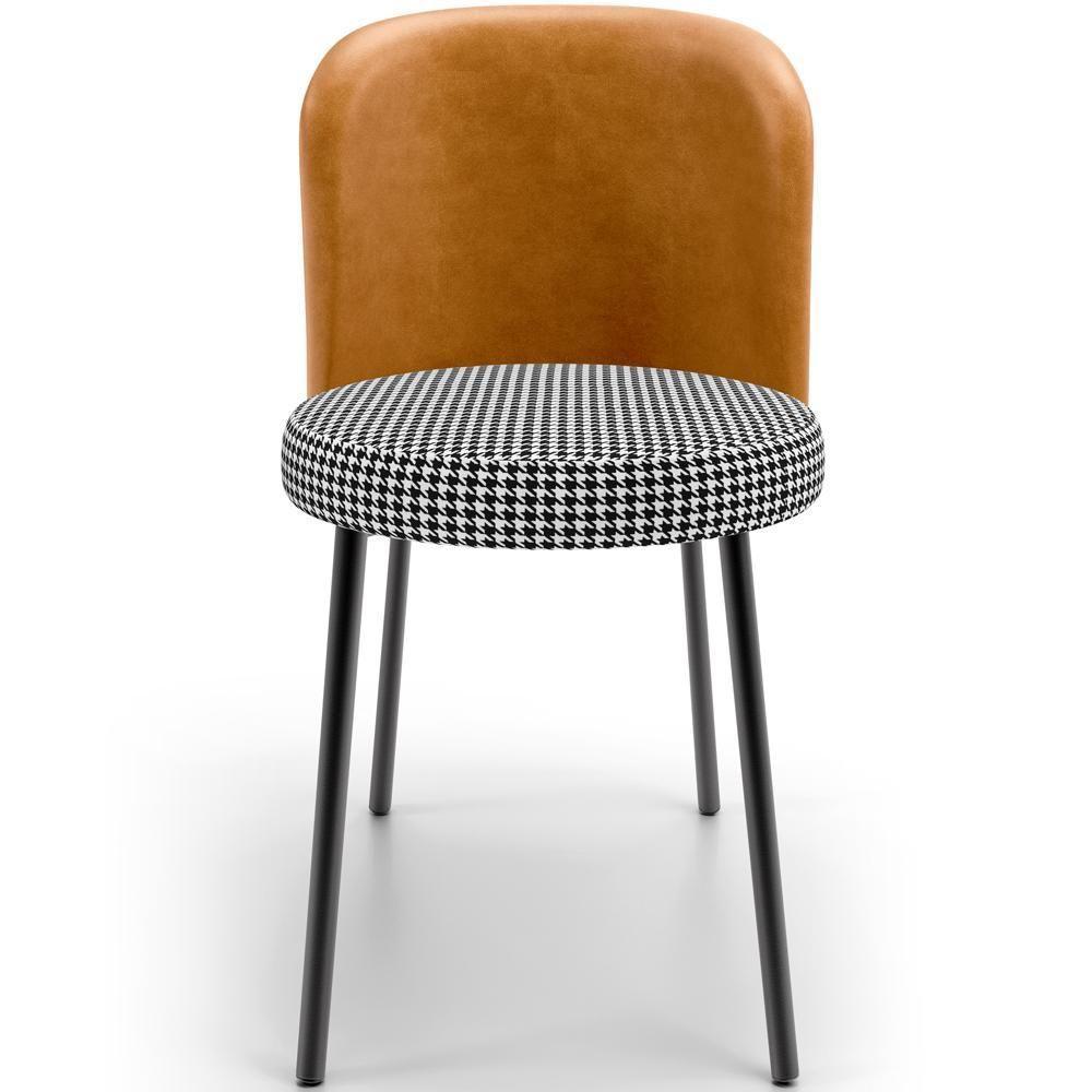 Kit 5 Cadeiras Sala De Jantar Estofada Gavi L02 Couríssimo Whisky Pied Poule - 6