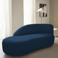 Divã Recamier Curvo Luna 185cm Lado Esquerdo Suede - Adj Decor Cor Azul Marinho - 7