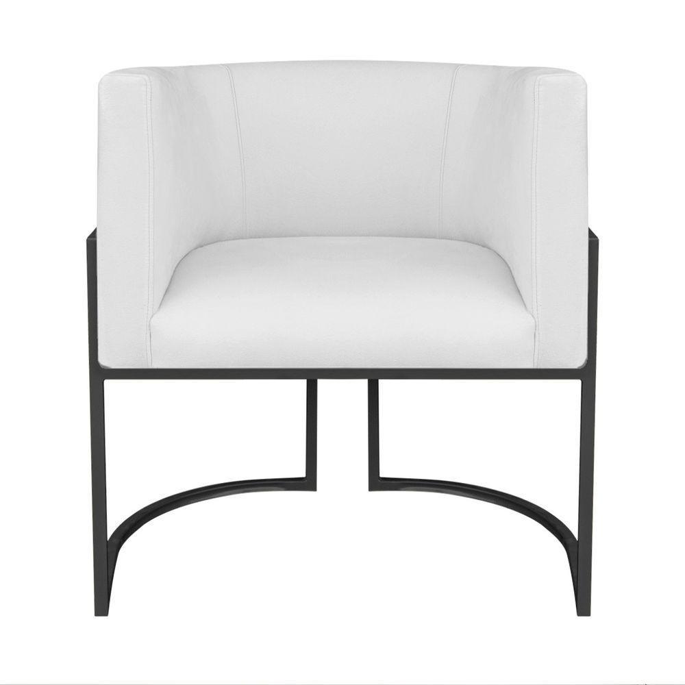 Kit Divã Luna 185cm Lado Direito E 02 Poltronas Base De Ferro Preto Suede Cor Branco - 5