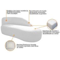 Kit Divã Luna 185cm Lado Direito E 02 Poltronas Base De Ferro Preto Suede Cor Branco - 6