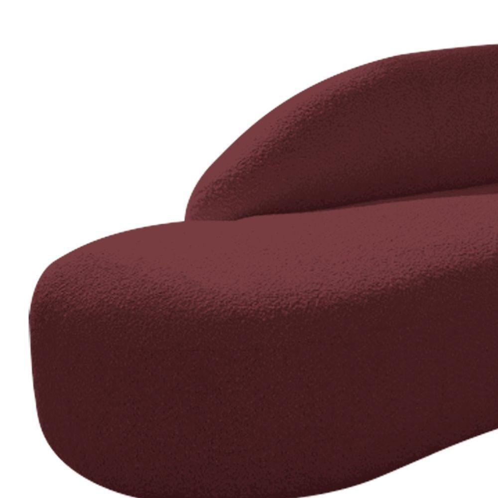 Divã Recamier Curvo Luna 185cm Lado Esquerdo Suede - Doce Sonho Móveis Cor Bordô - 3