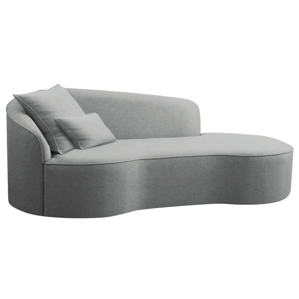 Divã Recamier Curvo Sala De Estar Recepção Inglaterra 200cm Lado Direito Bouclé - Doce Sonho Móveis Cor Cinza - 1