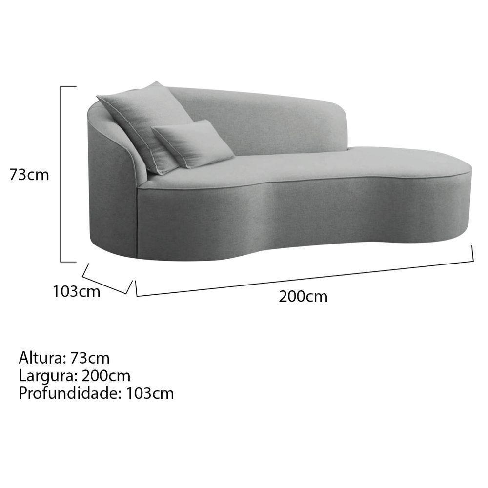 Divã Recamier Curvo Sala De Estar Recepção Inglaterra 200cm Lado Direito Bouclé - Doce Sonho Móveis Cor Cinza - 5