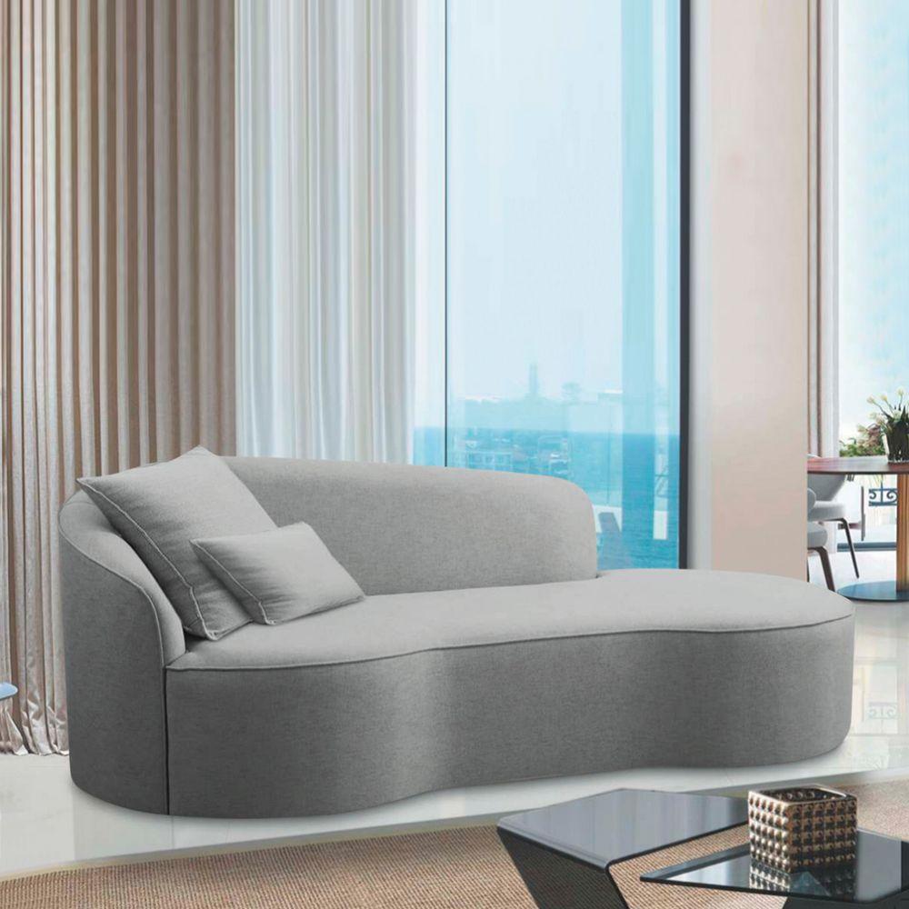 Divã Recamier Curvo Sala De Estar Recepção Inglaterra 200cm Lado Direito Bouclé - Doce Sonho Móveis Cor Cinza - 6