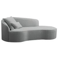 Divã Recamier Curvo Sala De Estar Recepção Inglaterra 200cm Lado Direito Bouclé - Doce Sonho Móveis Cor Cinza - 1