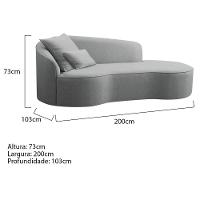 Divã Recamier Curvo Sala De Estar Recepção Inglaterra 200cm Lado Direito Bouclé - Doce Sonho Móveis Cor Cinza - 5