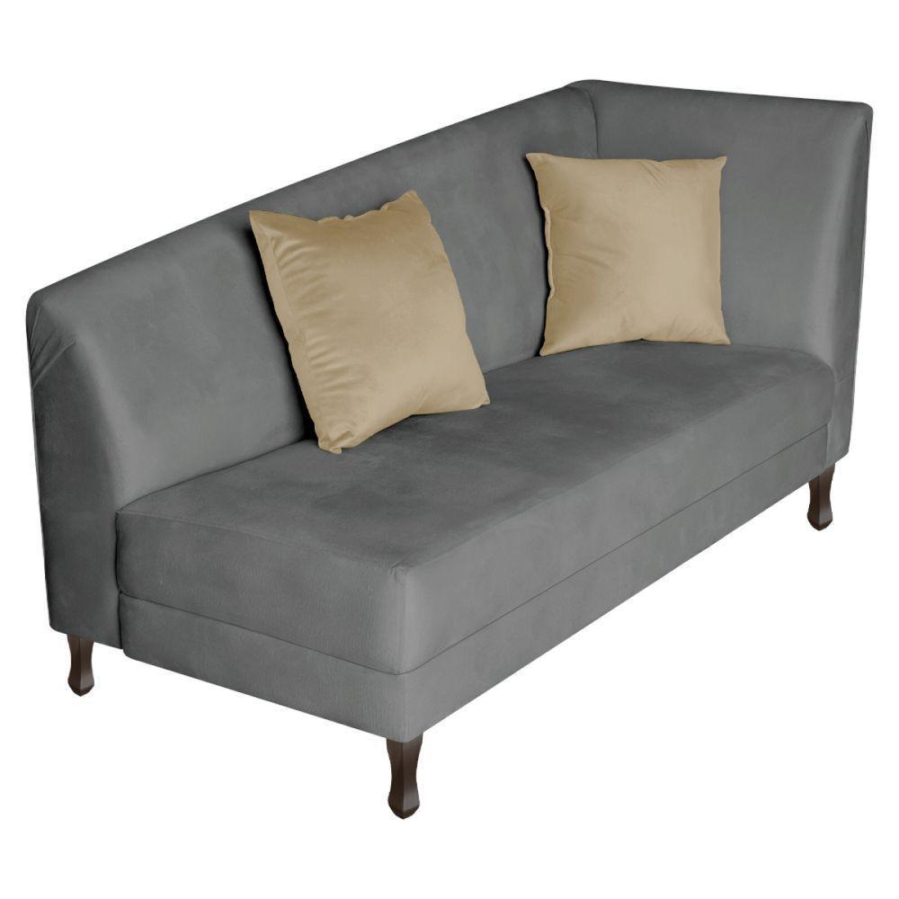 Recamier Heitor 140cm Com Almofada Lado Esquerdo Sintético Cor Cinza-bege - 1