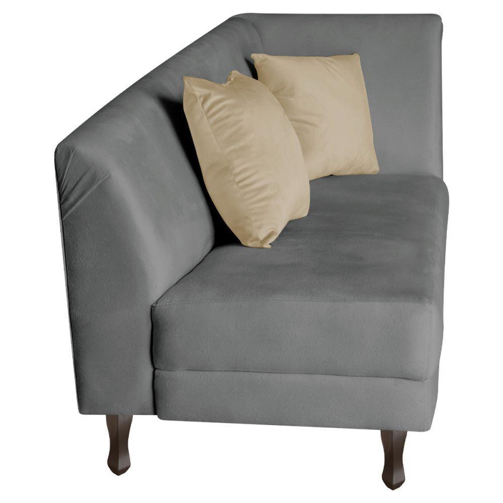Recamier Heitor 140cm Com Almofada Lado Esquerdo Sintético Cor Cinza-bege - 2