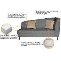 Recamier Heitor 140cm Com Almofada Lado Esquerdo Sintético Cor Cinza-bege - 8