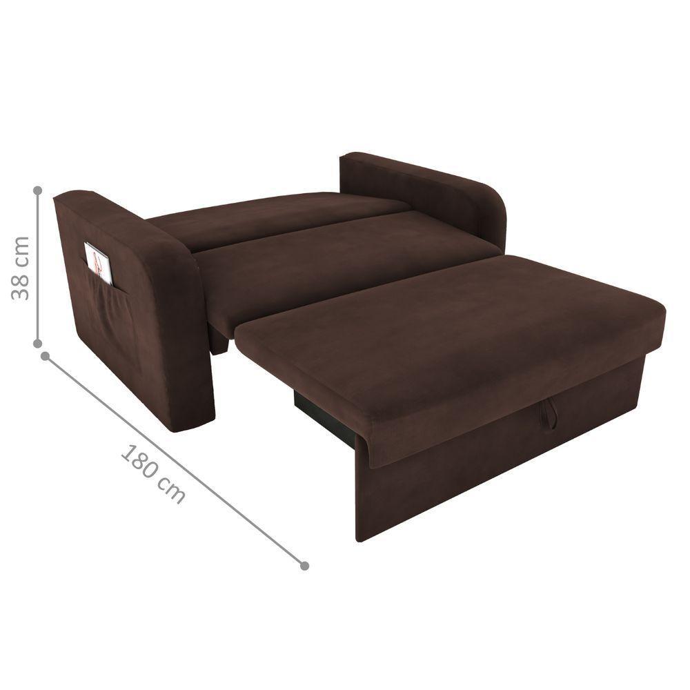 Sofá Cama Com Baú 2 Lugares Harry Suede Marrom - 4