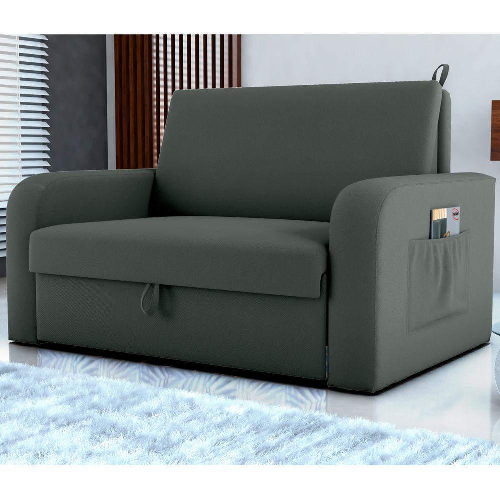 Sofá Cama Com Baú 2 Lugares Harry Veludo Maserati Cinza - 1