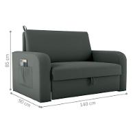 Sofá Cama Com Baú 2 Lugares Harry Veludo Maserati Cinza - 5