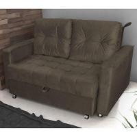 Sofá Cama 2 Lugares Duleek Veludo Marrom - 1