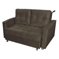 Sofá Cama 2 Lugares Duleek Veludo Marrom - 2