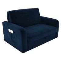 Sofá Cama Com Baú 2 Lugares Harry Veludo Azul - 2
