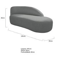 Divã Recamier Curvo Luna 185cm Lado Direito Suede - Adj Decor Cor Cinza - 6