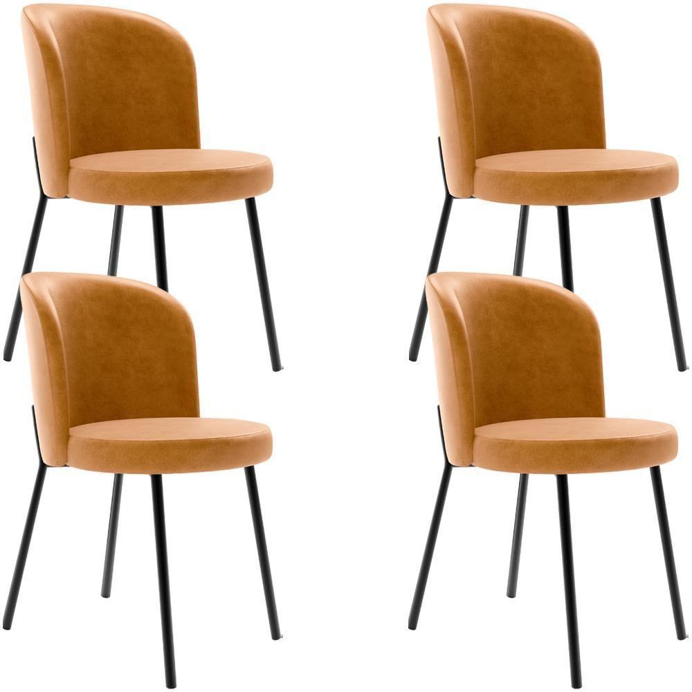 Kit 4 Cadeiras Sala De Jantar Estofada Gavi L02 Couríssimo Whisky - 1