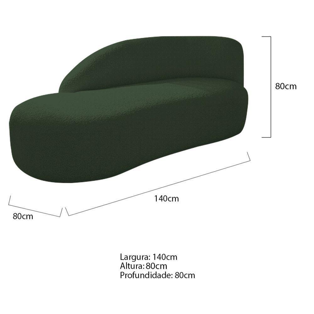 Divã Recamier Curvo Luna 140cm Lado Esquerdo Linho - Adj Decor Cor Verde - 6