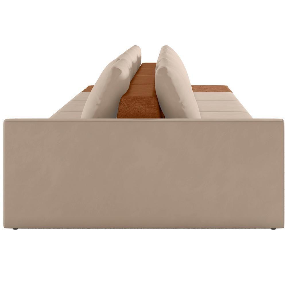 Sofá Ilha Modular Para Sala 432cm Com Puff Dublin K01 Veludo Bege Sintético Caramelo - Lyam Decor - 2