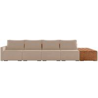 Sofá Ilha Modular Para Sala 432cm Com Puff Dublin K01 Veludo Bege Sintético Caramelo - Lyam Decor - 5