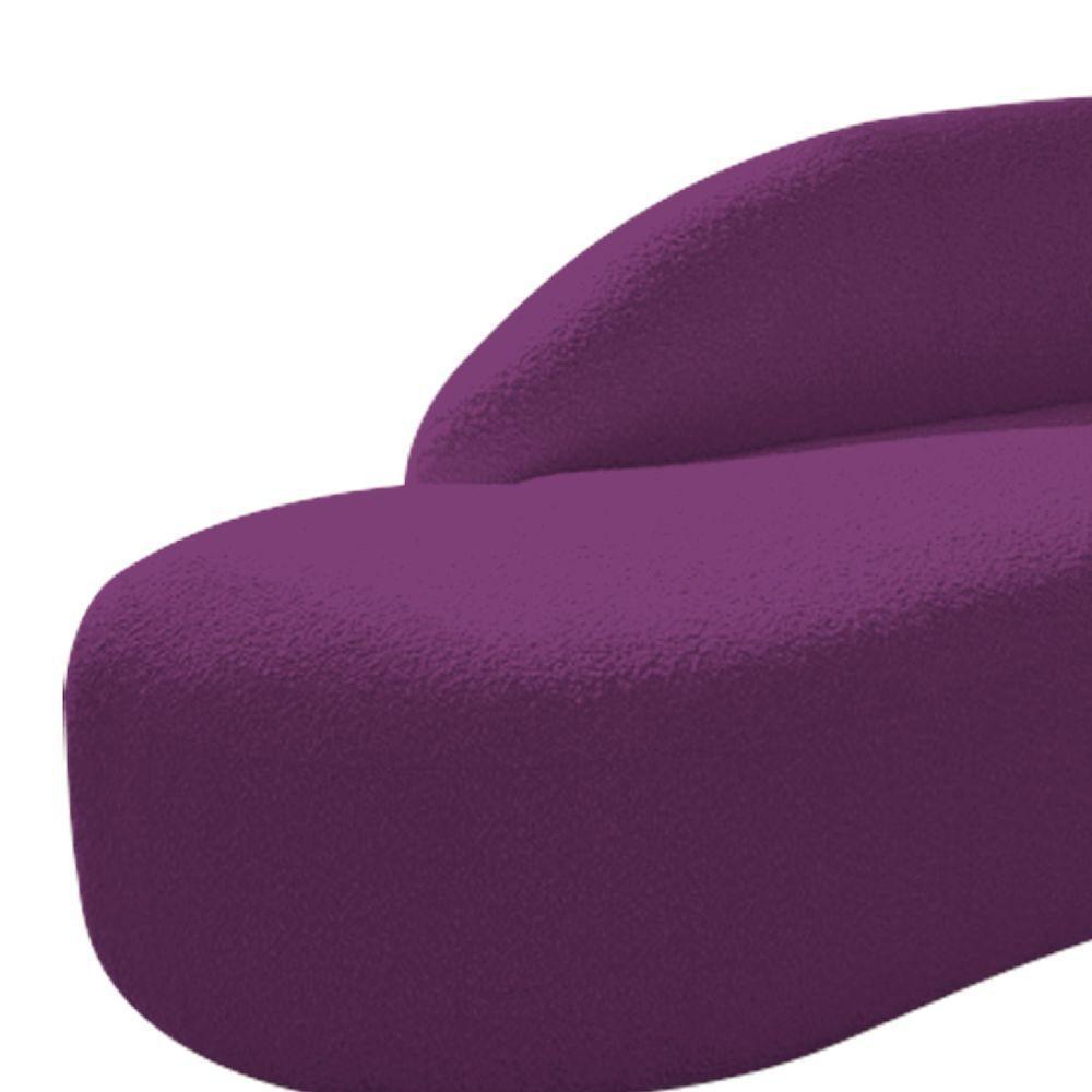 Divã Recamier Curvo Luna 185cm Lado Esquerdo Suede - Adj Decor Cor Roxo - 3