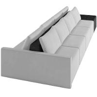 Sofá Ilha Modular Para Sala 432cm Com Puff Dublin K01 Veludo Cinza E Sintético Preto - Lyam Decor