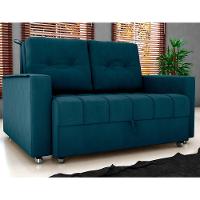 Sofá Cama 2 Lugares Duleek Veludo Maserati Azul - 1