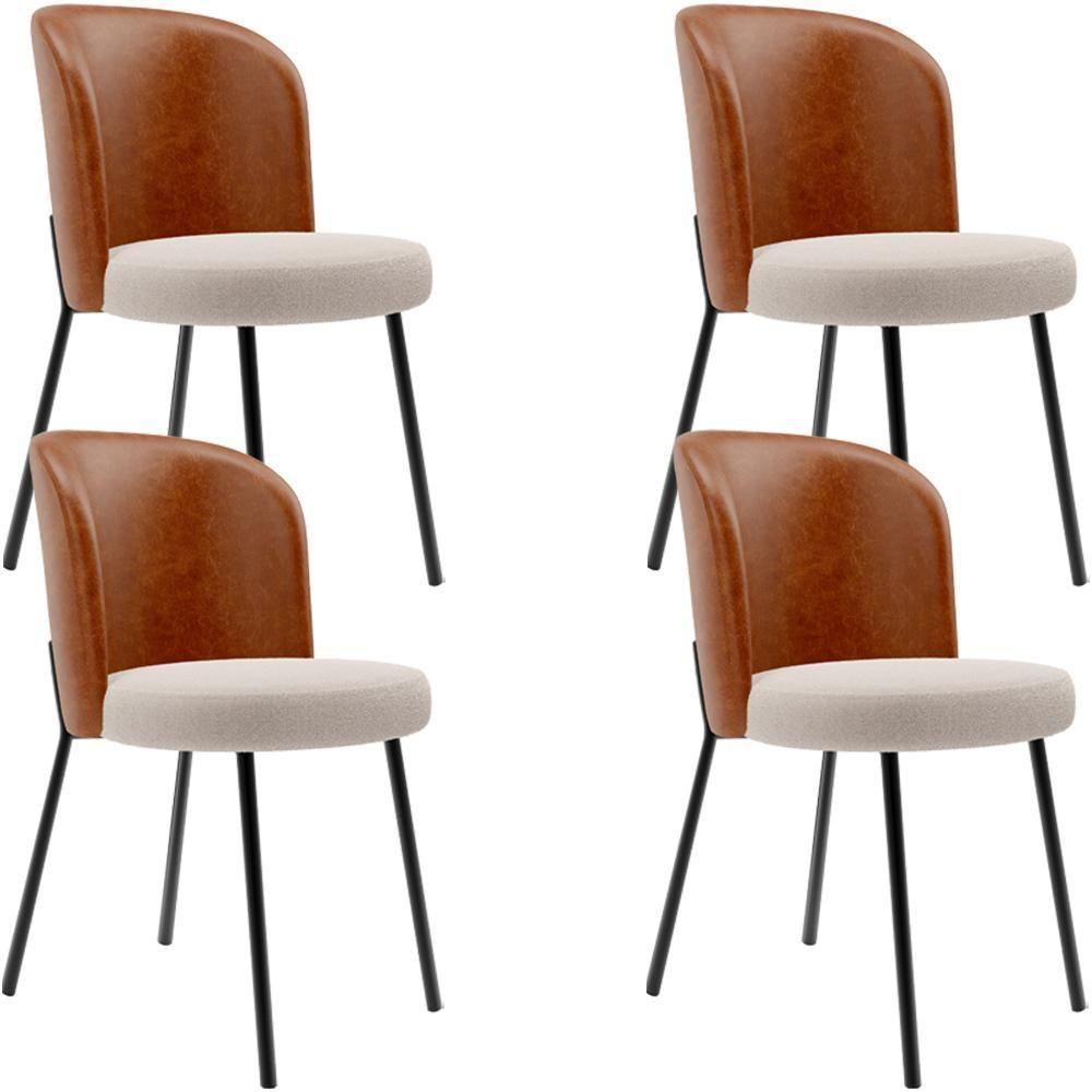 Kit 4 Cadeiras Sala De Jantar Estofada Gavi L02 Couríssimo Camel Bouclê Creme - 1